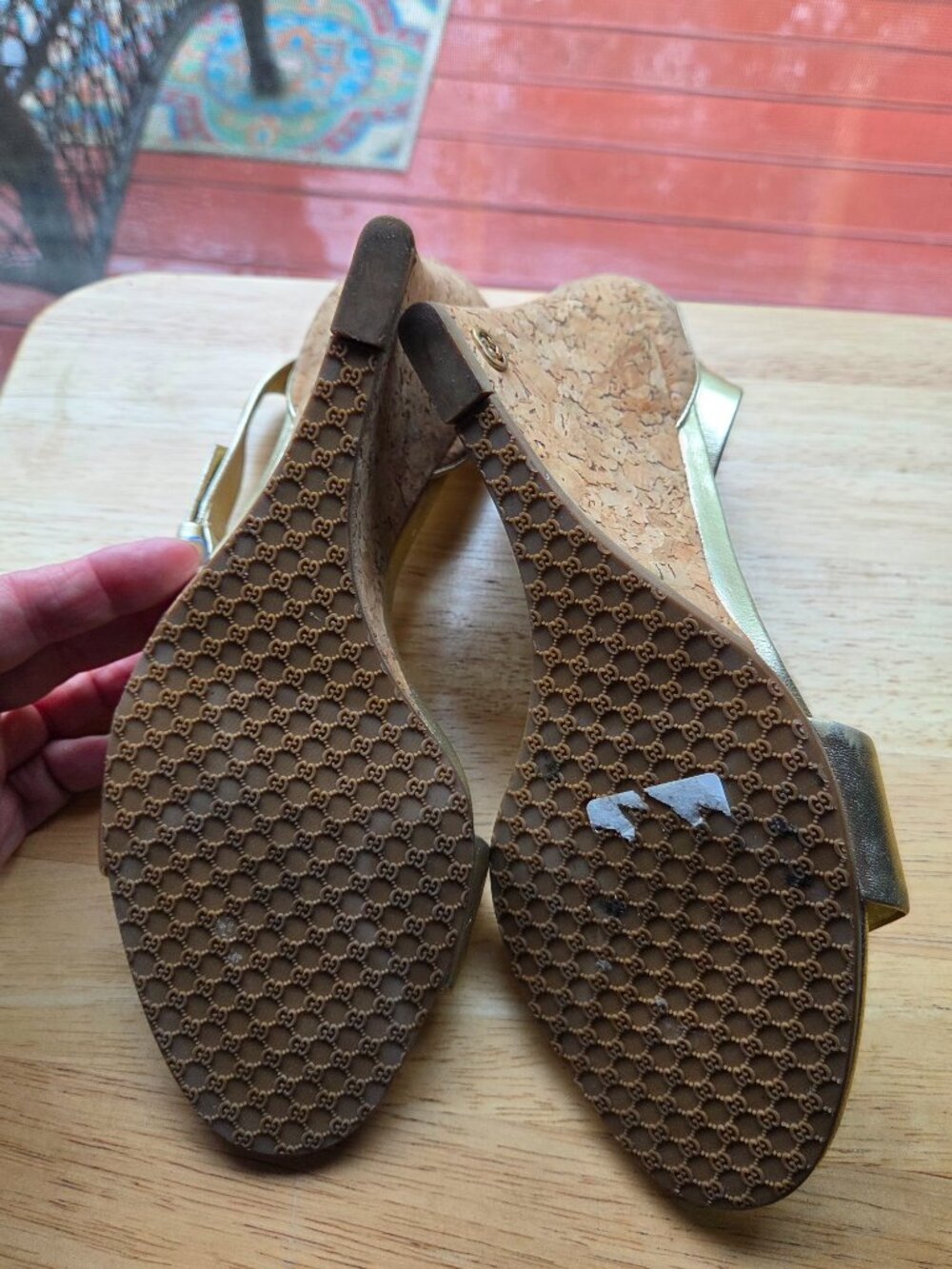 Vintage Gucci Gold Metallic Wedges - Picture 13 of 16